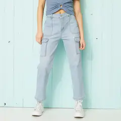 DOO AUSTRALIA - Jeans Cargo Mujer Tiro Alto Calce Urbano