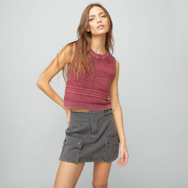 AMERICANINO - Polera Americanino Mujer Tejida Sin Mangas Rayas Casual