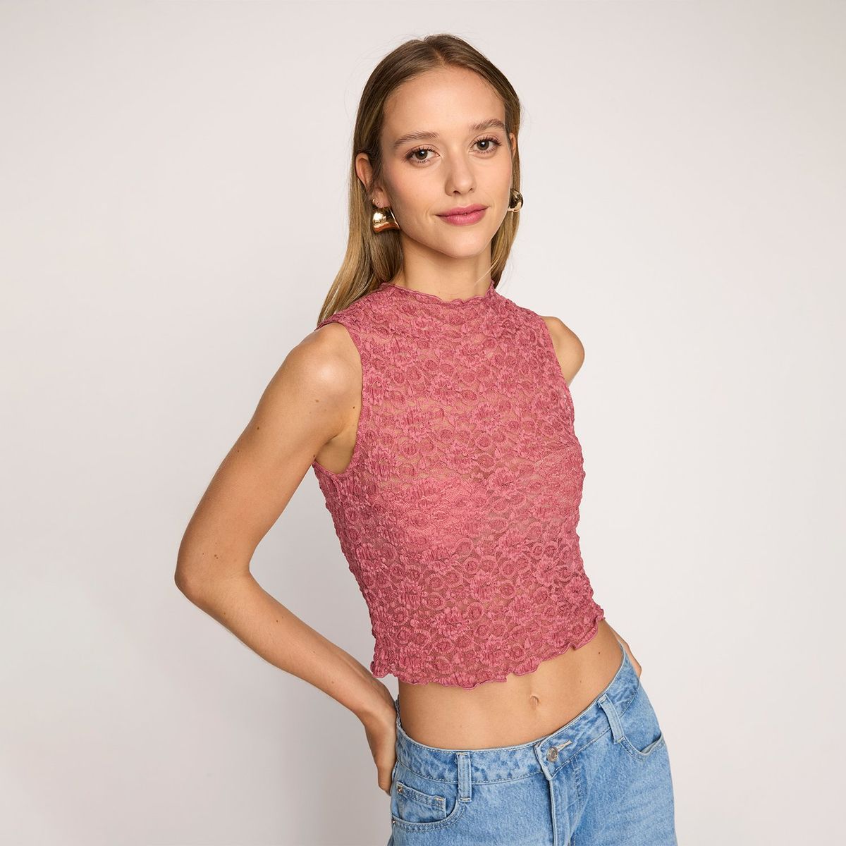 SYBILLA - Crop Top Sybilla Texturizado Sin Mangas Mujer