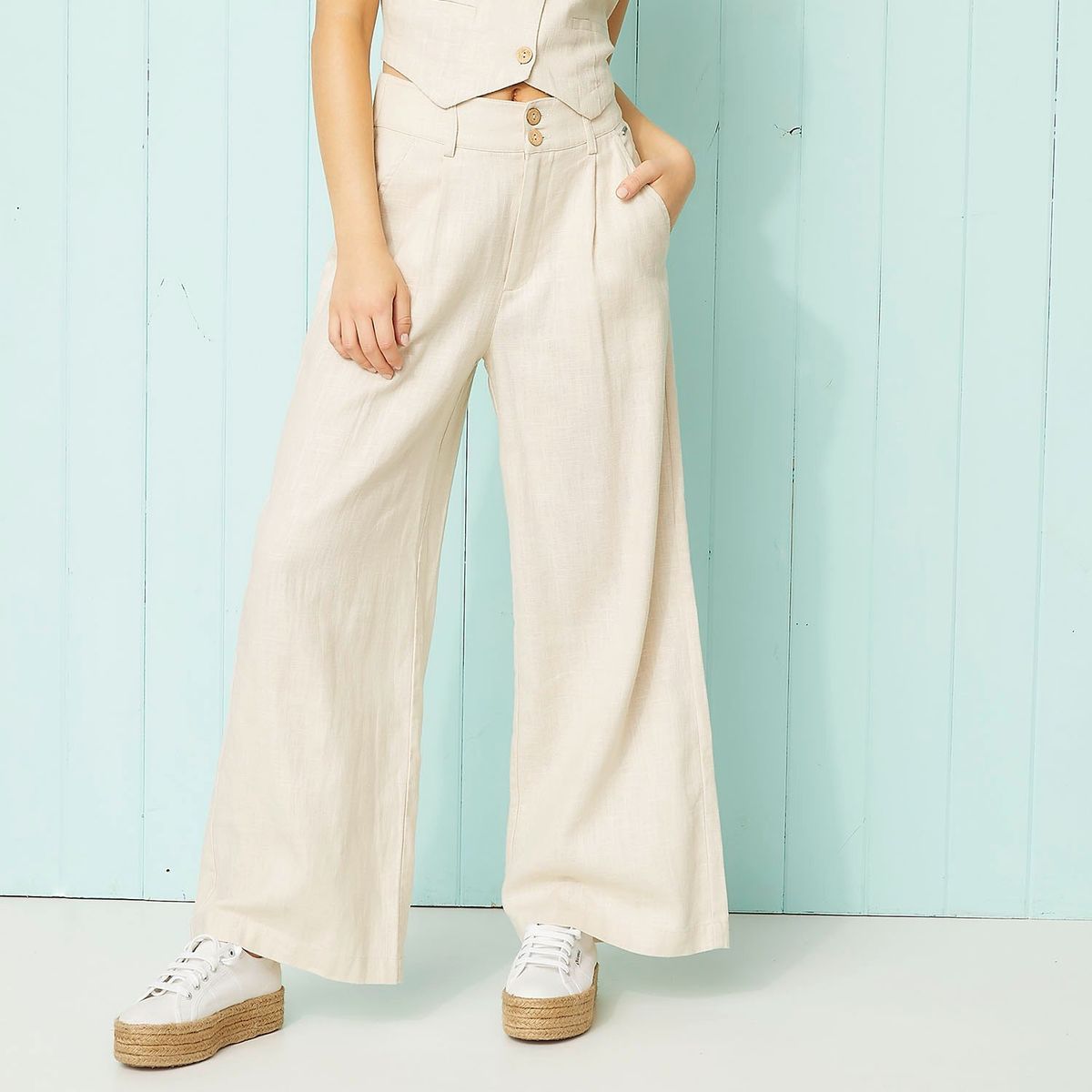 DOO AUSTRALIA - Pantalón Palazzo Mujer Doo Australia Ramio Tiro Alto