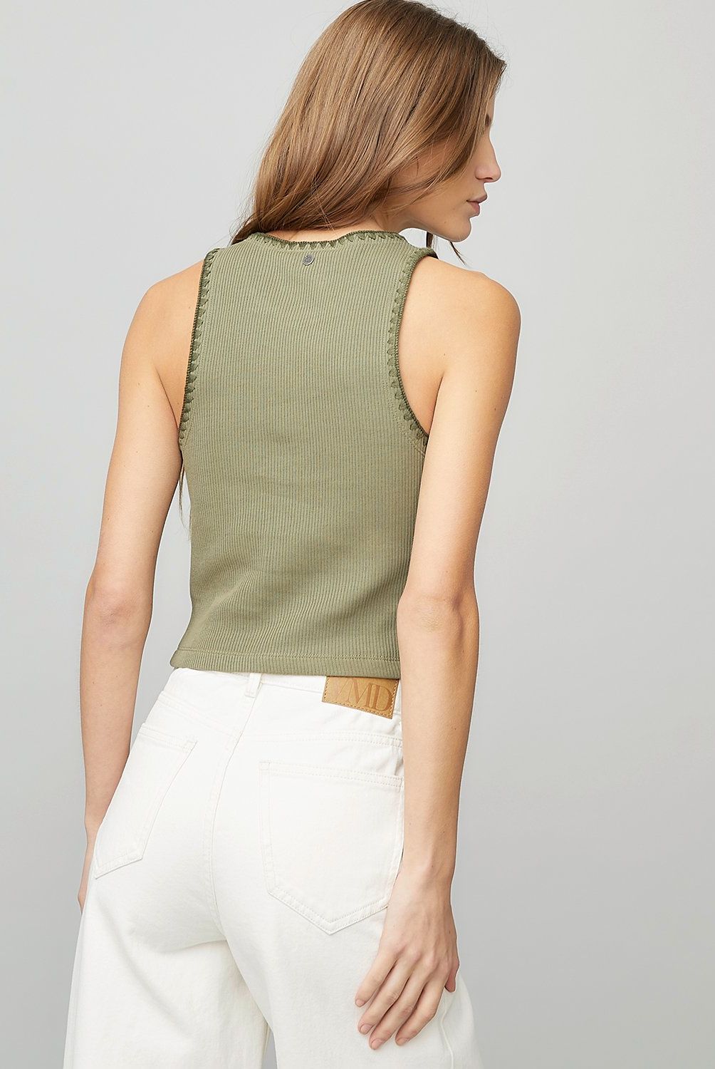 AMERICANINO - Polera Americanino Mujer Sin Mangas Casual Diseño Liso con Rib