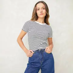 SYBILLA - Polera Cropped Manga Corta Mujer