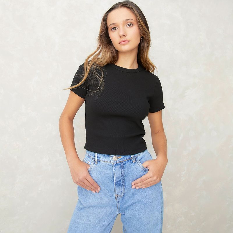 SYBILLA - Polera Sybilla Manga Corta Algodón Mujer Casual