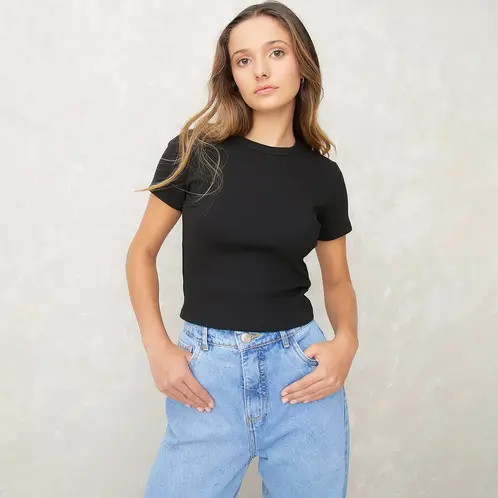 SYBILLA - Polera Manga Corta Algodón Mujer Casual