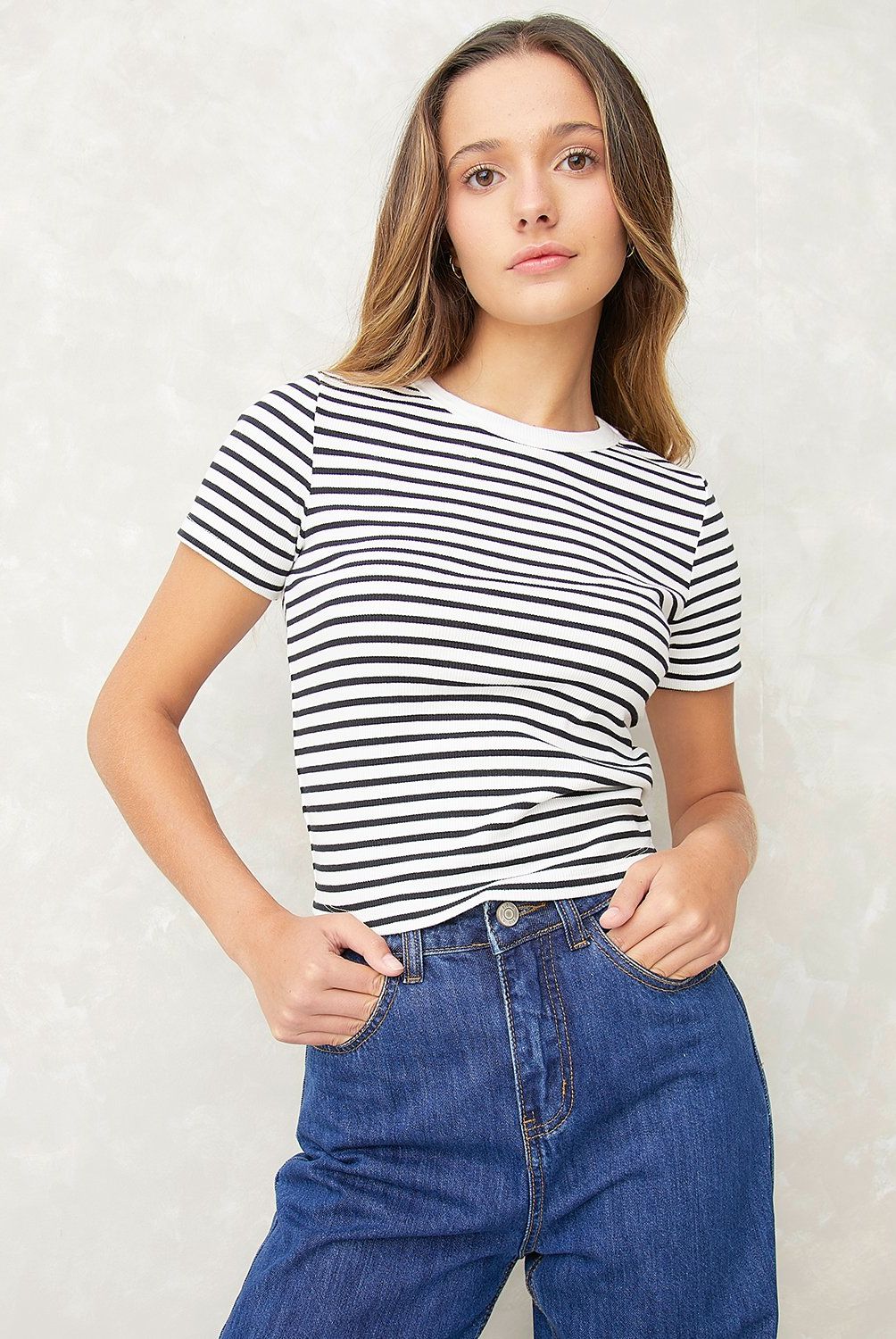 SYBILLA - Polera Sybilla Manga Corta Algodón Mujer Casual