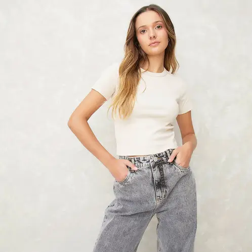 SYBILLA - Polera Manga Corta Algodón Mujer Casual
