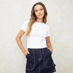 SYBILLA - Polera Cropped Manga Corta Mujer