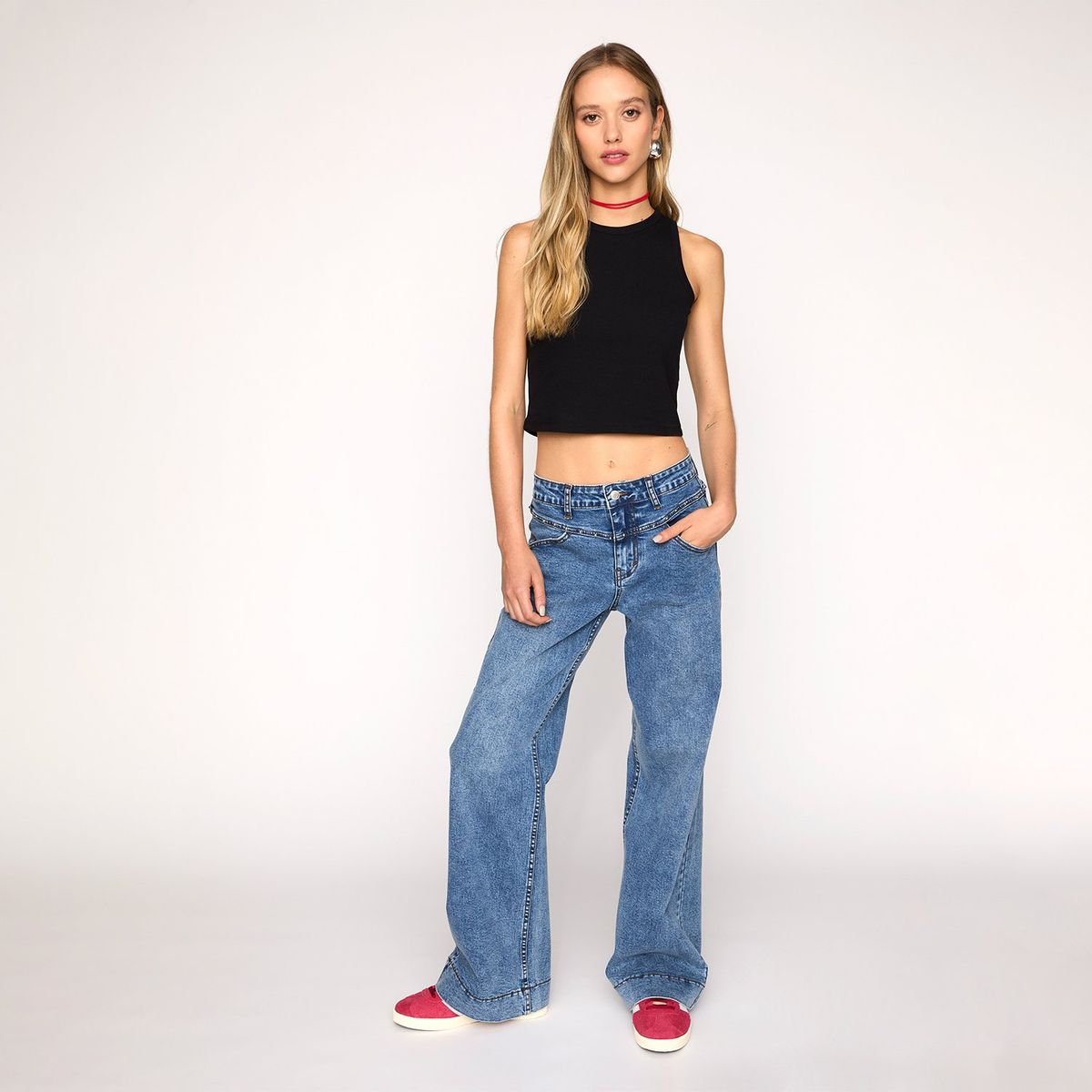 SYBILLA - Jeans Sybilla Mujer Denim Wide Leg Tiro Medio