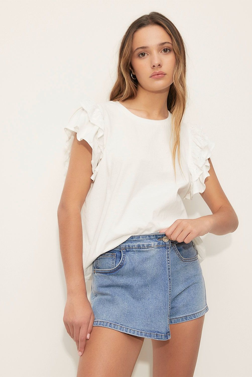 SYBILLA - Polera Sybilla Manga Corta Algodón Mujer