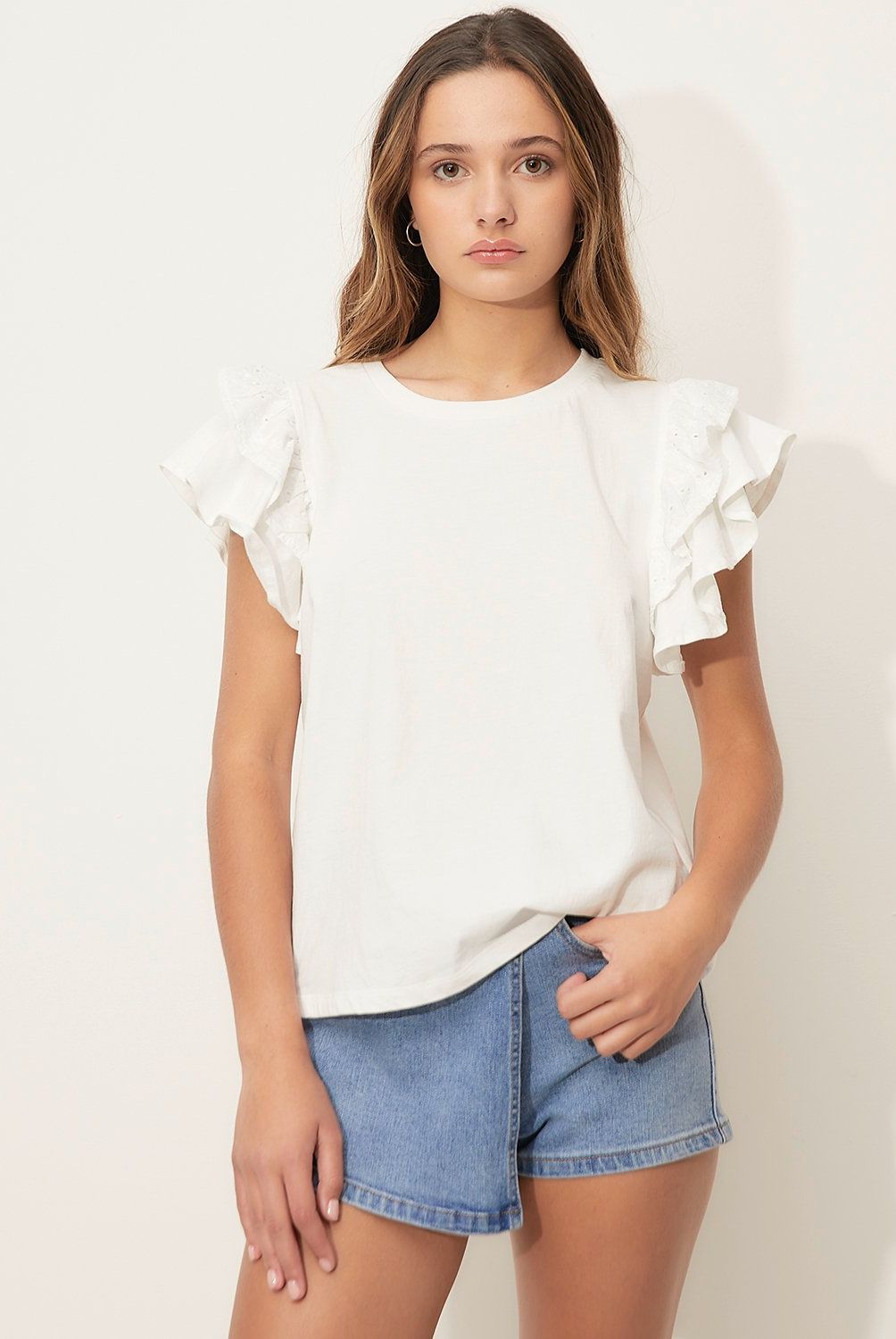 SYBILLA - Polera Sybilla Manga Corta Algodón Mujer