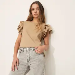 SYBILLA - Polera Volados Manga Corta Mujer