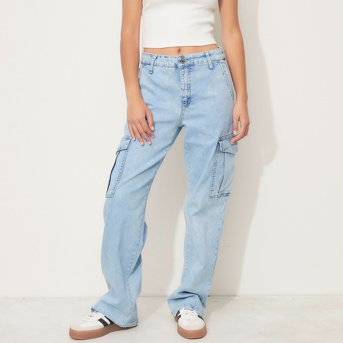 SYBILLA - Jeans Cargo Sybilla Tiro Medio Mujer