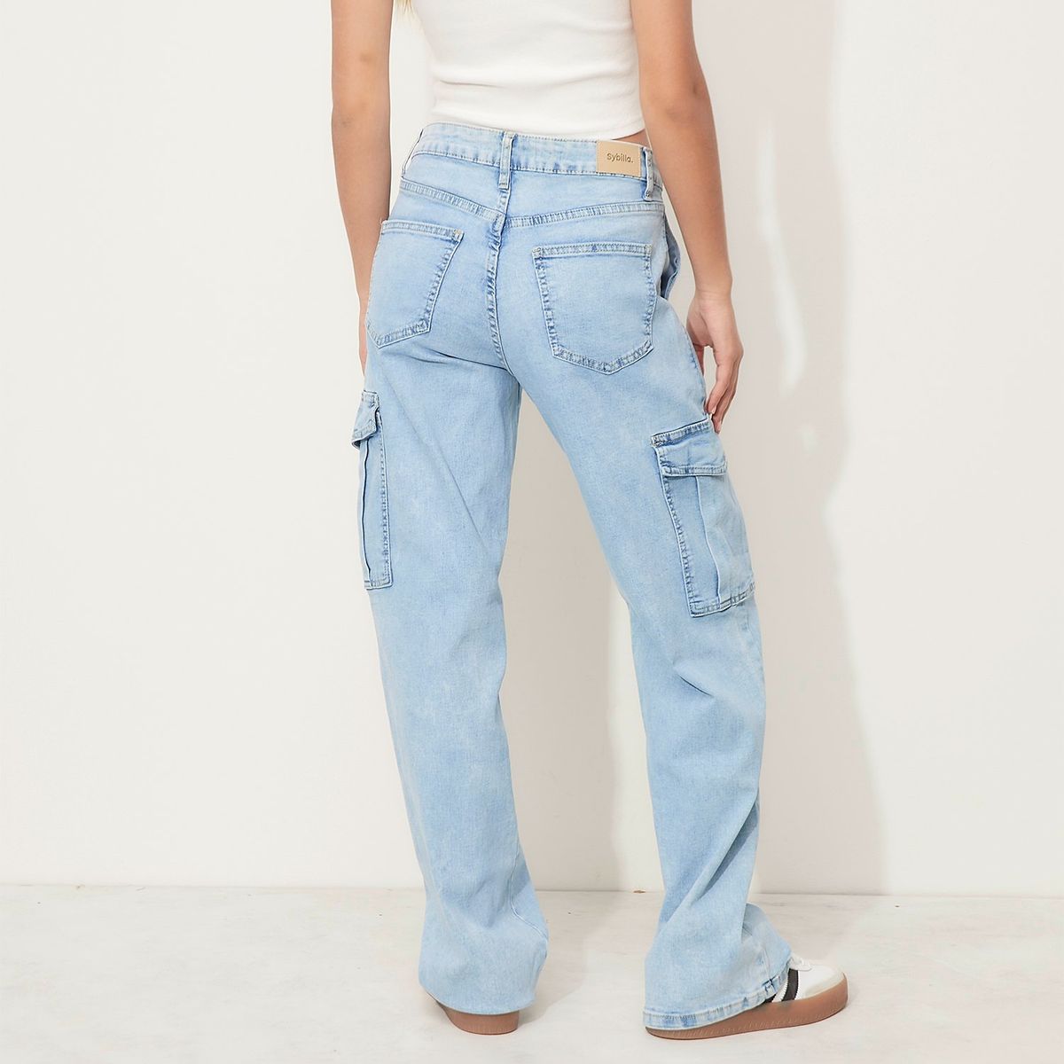 SYBILLA - Jeans Cargo Sybilla Tiro Medio Mujer