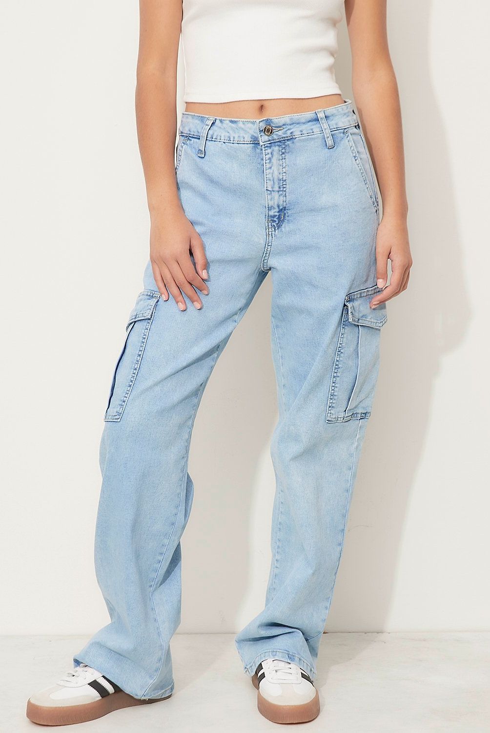 SYBILLA - Jeans Cargo Sybilla Tiro Medio Mujer