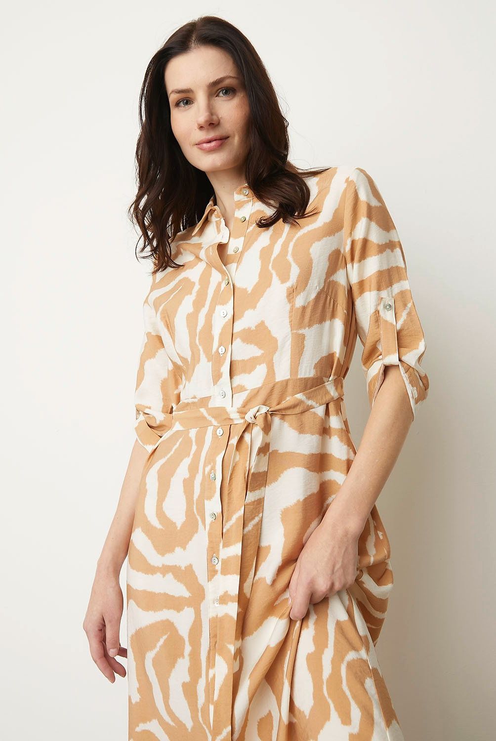 APOLOGY - Vestido Midi Mujer Apology Viscosa Estampado Animal Print Manga 3/4