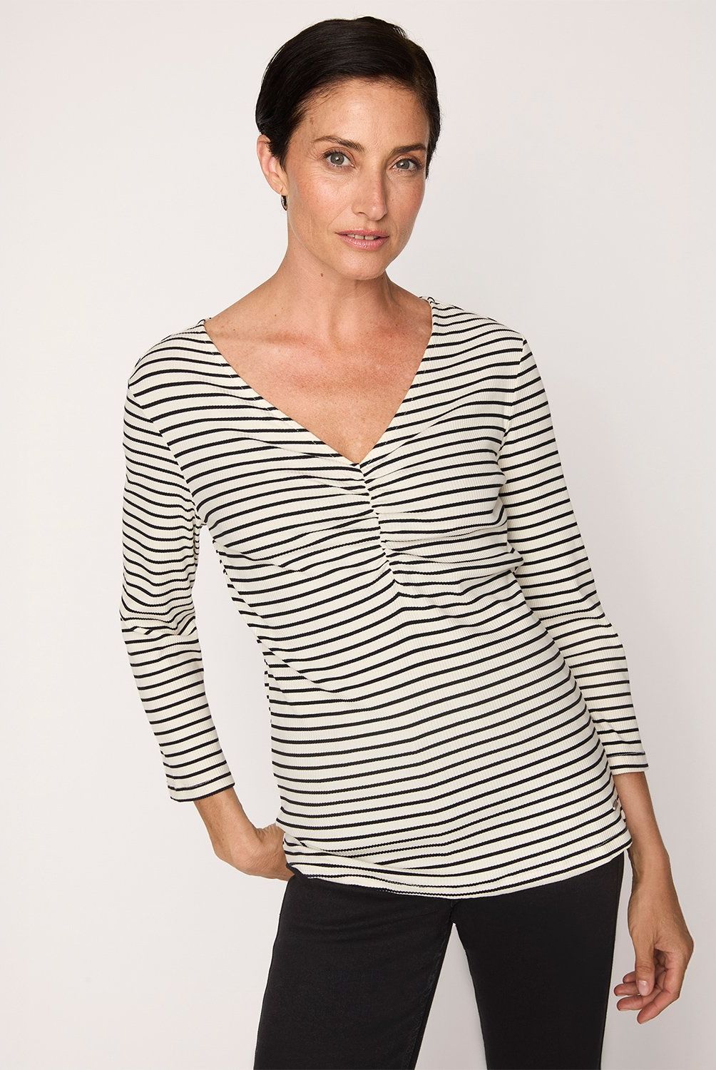 NEWPORT - Polera Newport Manga 3/4 Algodón Mujer Estilo Casual