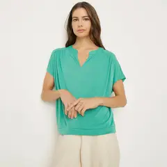 APOLOGY - Polera Casual Manga Corta Cuello V Mujer