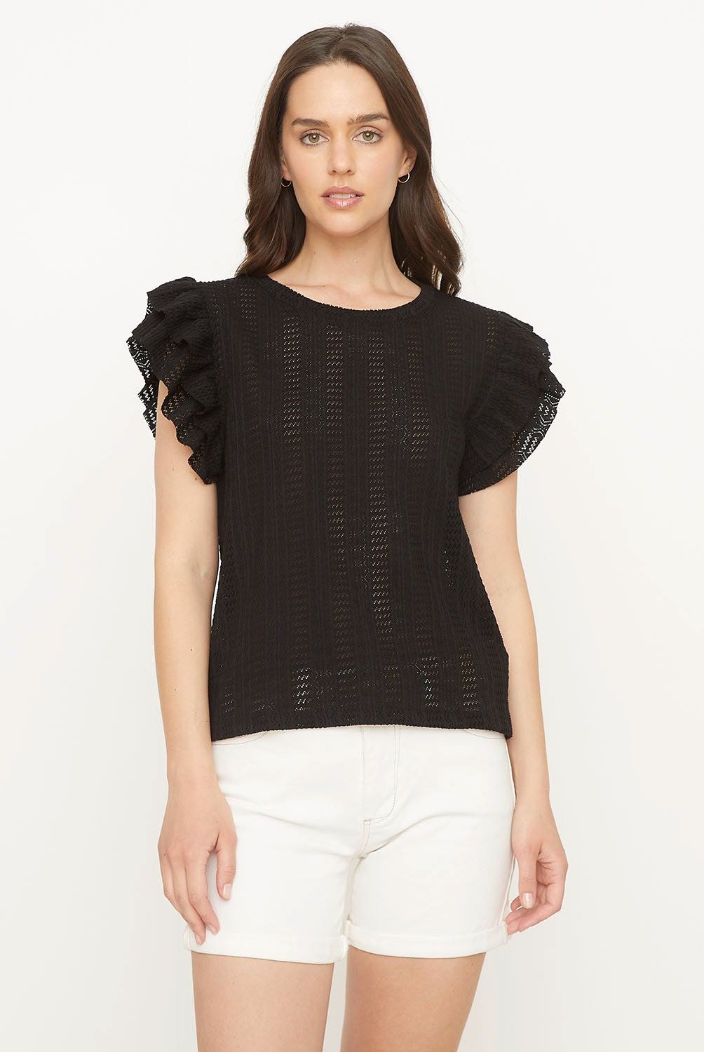 UNIVERSITY CLUB - Blusa Mujer University Club Manga Corta Casual con Volantes