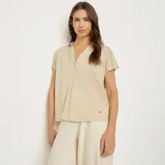 APOLOGY - Polera Manga Corta Casual Mujer Viscosa Con Hilo Metálico