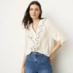 APOLOGY - Blusa Mujer Manga 3/4 Cuello En V Casual
