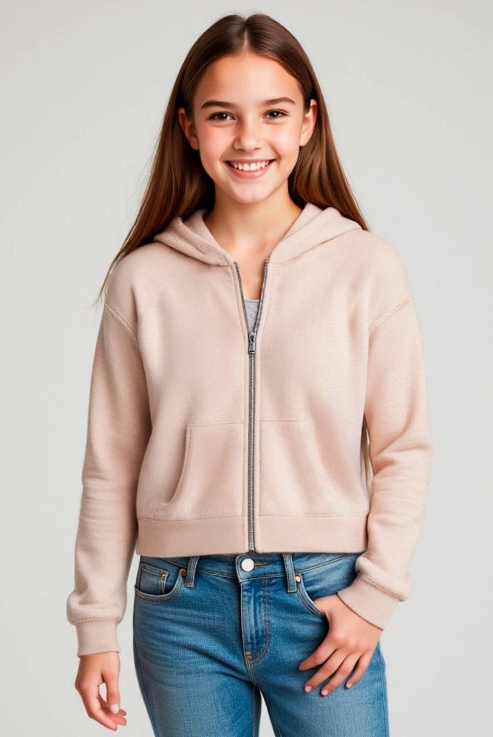 ELEVEN - Polerón Eleven Algodón Niña con Cierre y Gorro