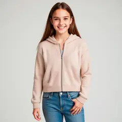 ELEVEN - Polerón Algodón Niña con Cierre y Gorro