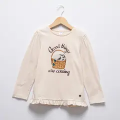 YAMP - Polera Manga Larga Algodón Estampada Niña
