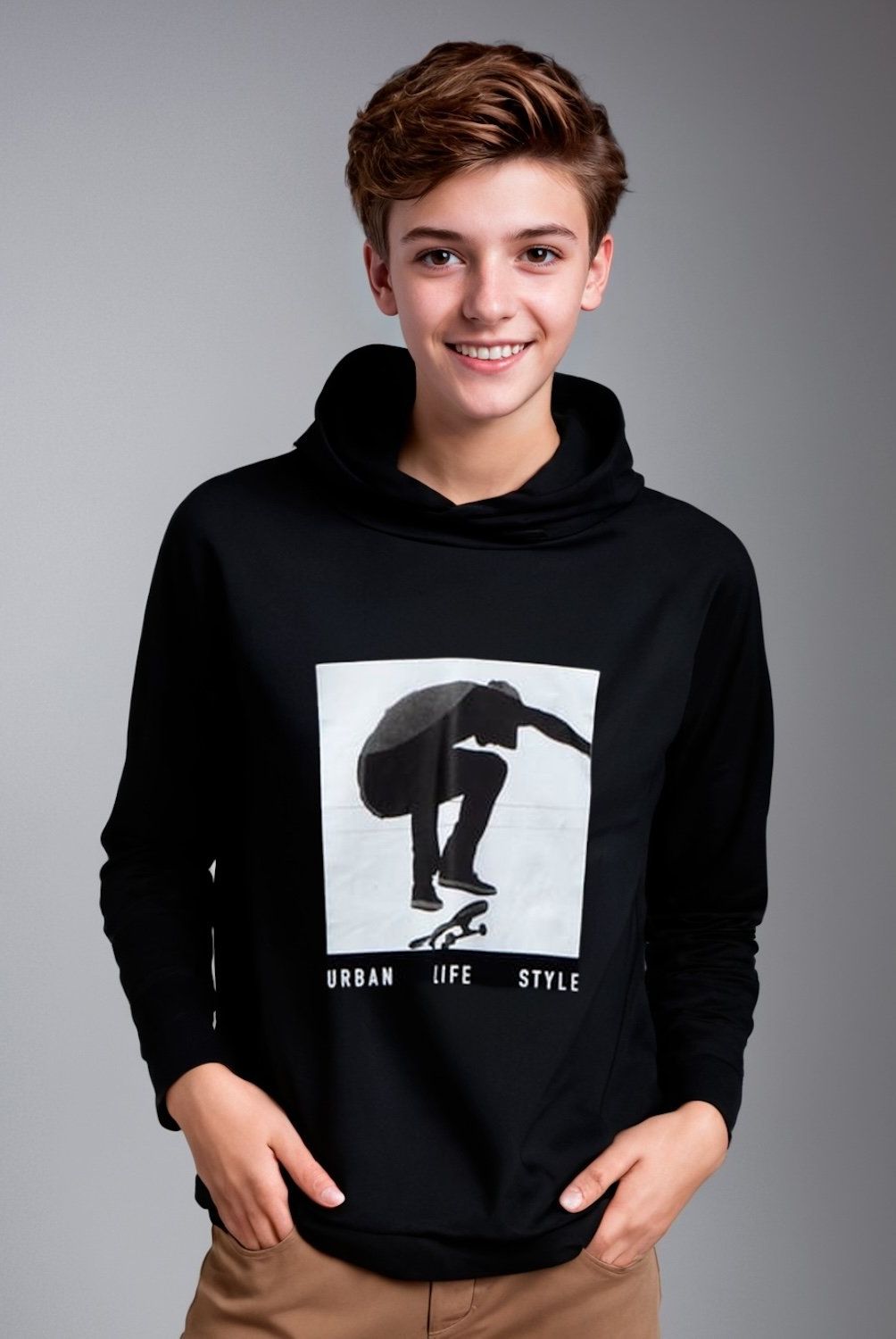 FEDERATION - Polera Niño Federation Algodón Estampada con Gorro
