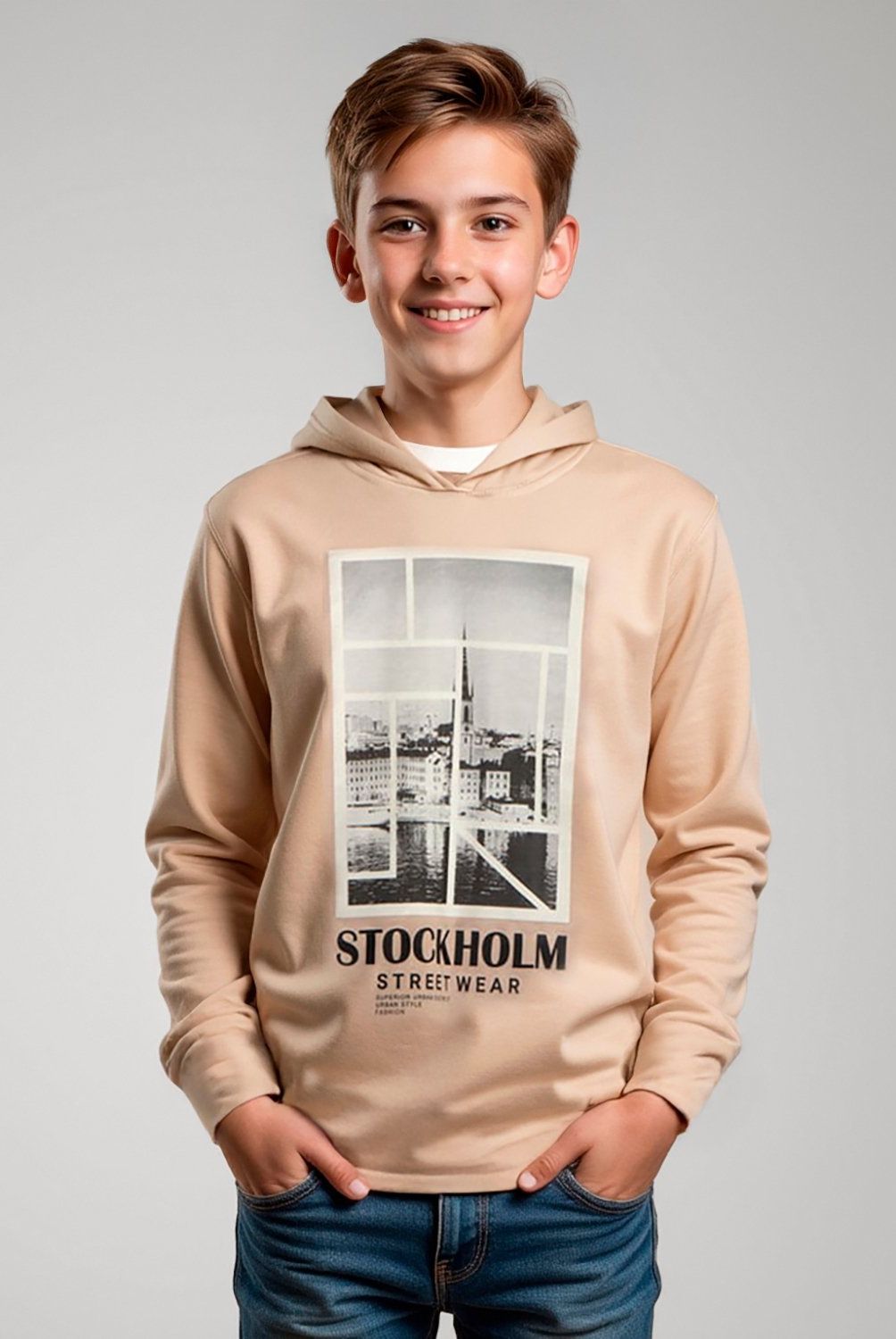 FEDERATION - Polera Niño Federation Algodón Estampada con Gorro