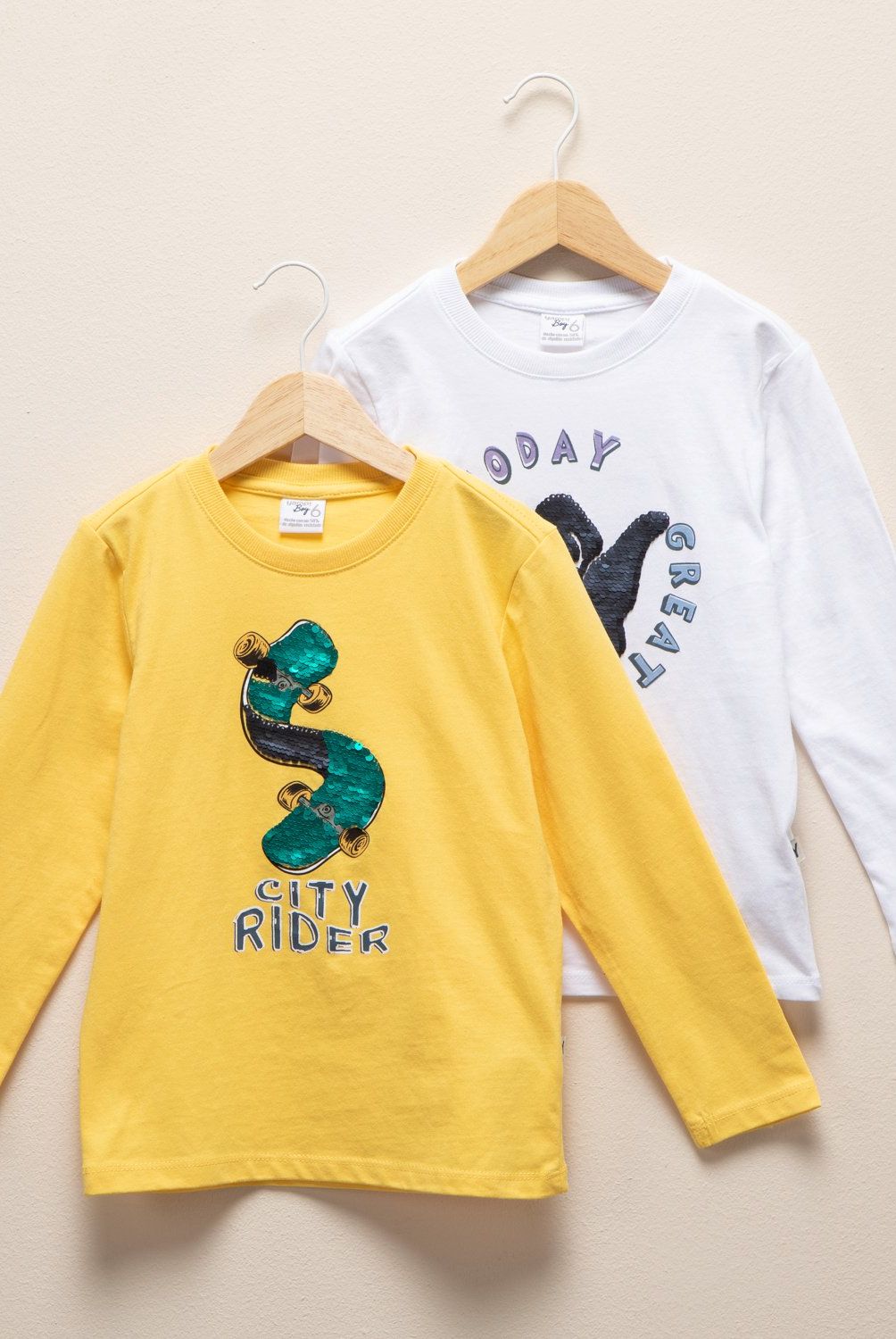 YAMP - Pack 2 Poleras Manga Larga Algodón Niño Yamp Estampadas