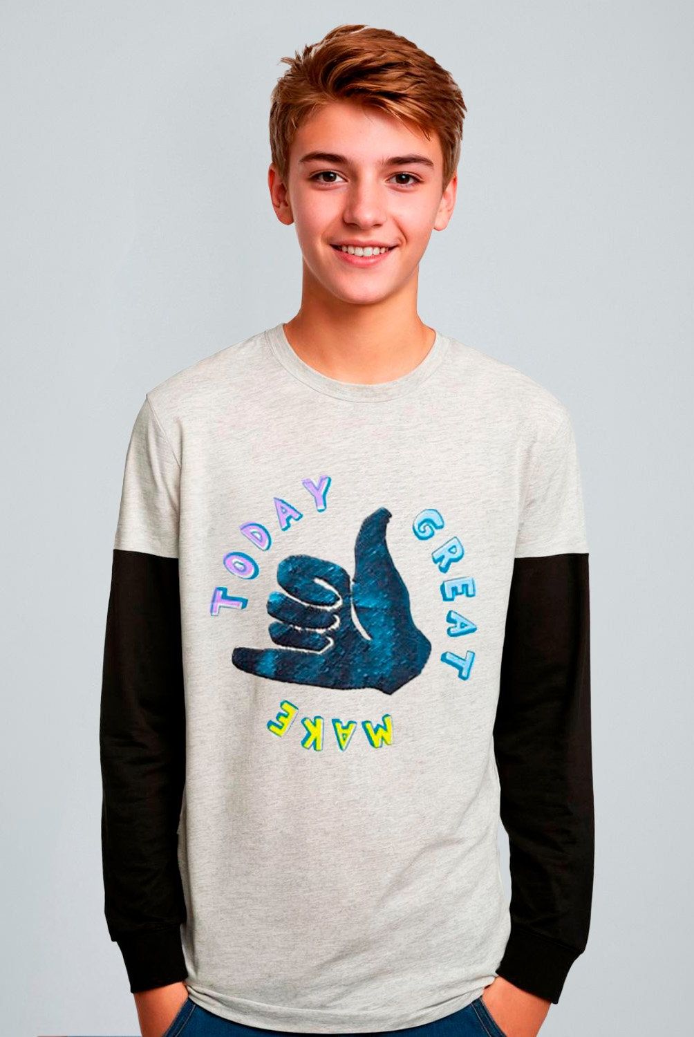FEDERATION - Polera Manga Larga Federation Algodón Estampada Urbana Niño