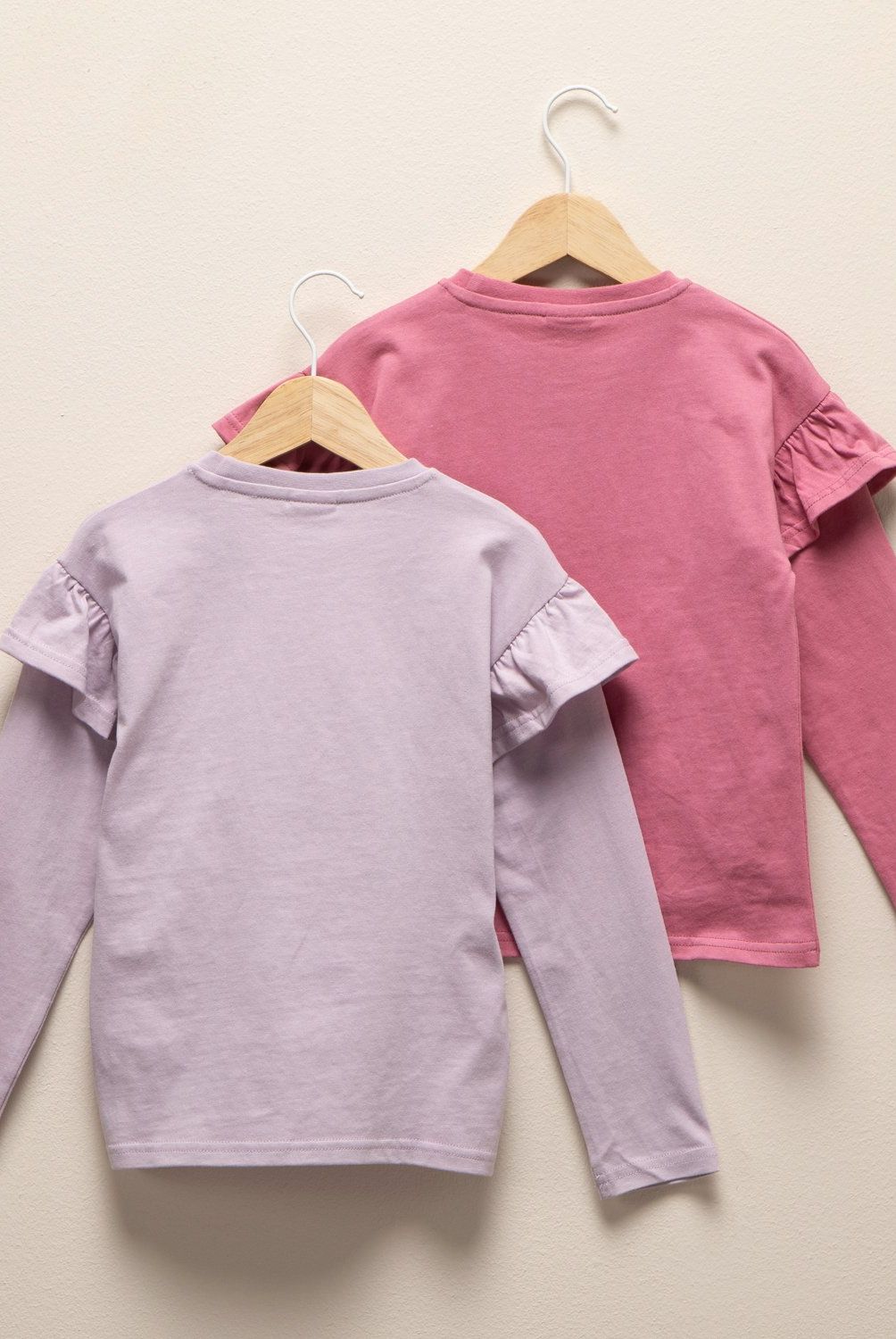 YAMP - Pack 2 Poleras Manga Larga Algodón Niña Yamp Estampadas con Volantes
