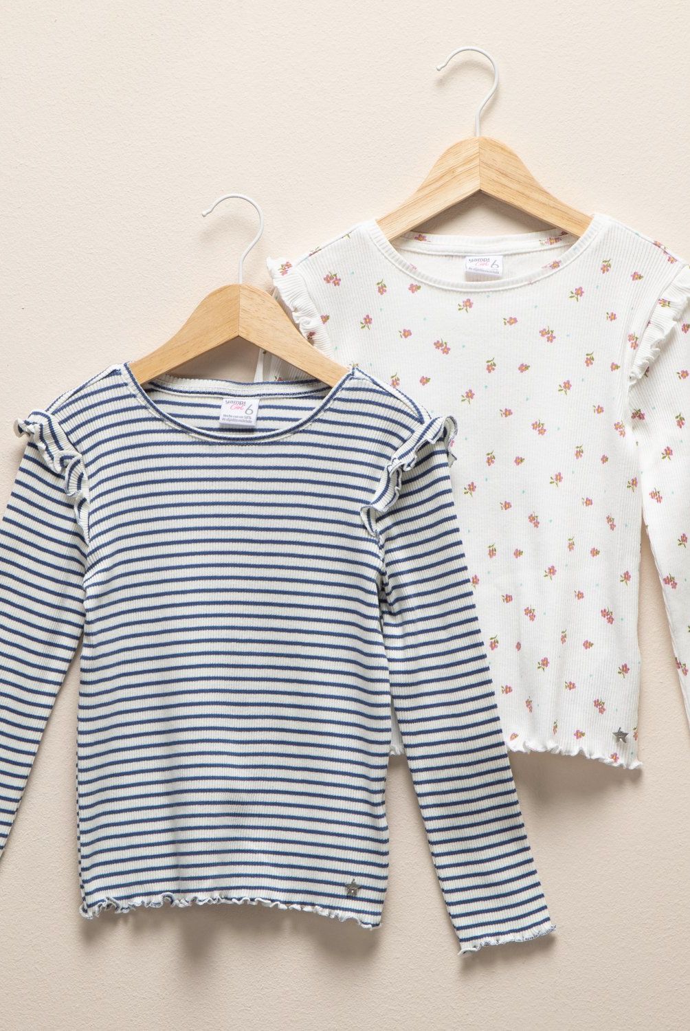 YAMP - Pack 2 Poleras Manga Larga Algodón Niña Yamp Estampadas Rib