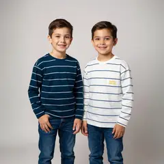 YAMP - Pack de 2 Poleras Algodón Niño Manga Larga Rayas