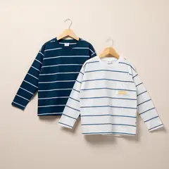 YAMP - Pack de 2 Poleras Algodón Niño Manga Larga Rayas