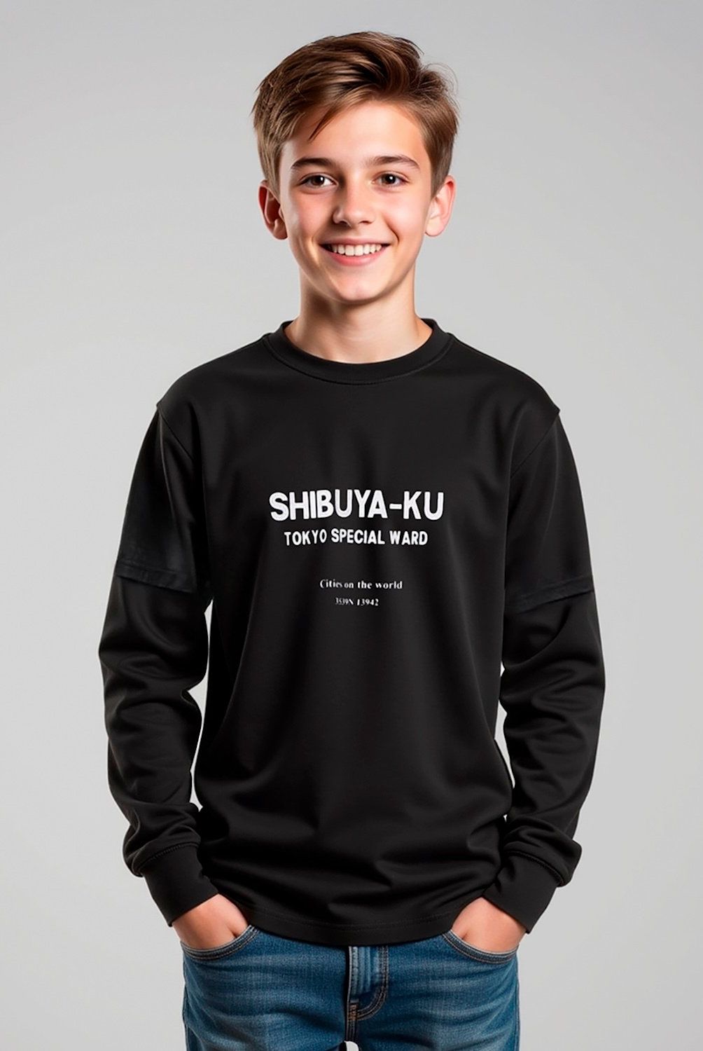 FEDERATION - Polera Federation Estampada Manga Larga Niño Algodón y Poliéster