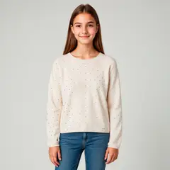 ELEVEN - Sweater Niña Manga Larga con Aplicaciones