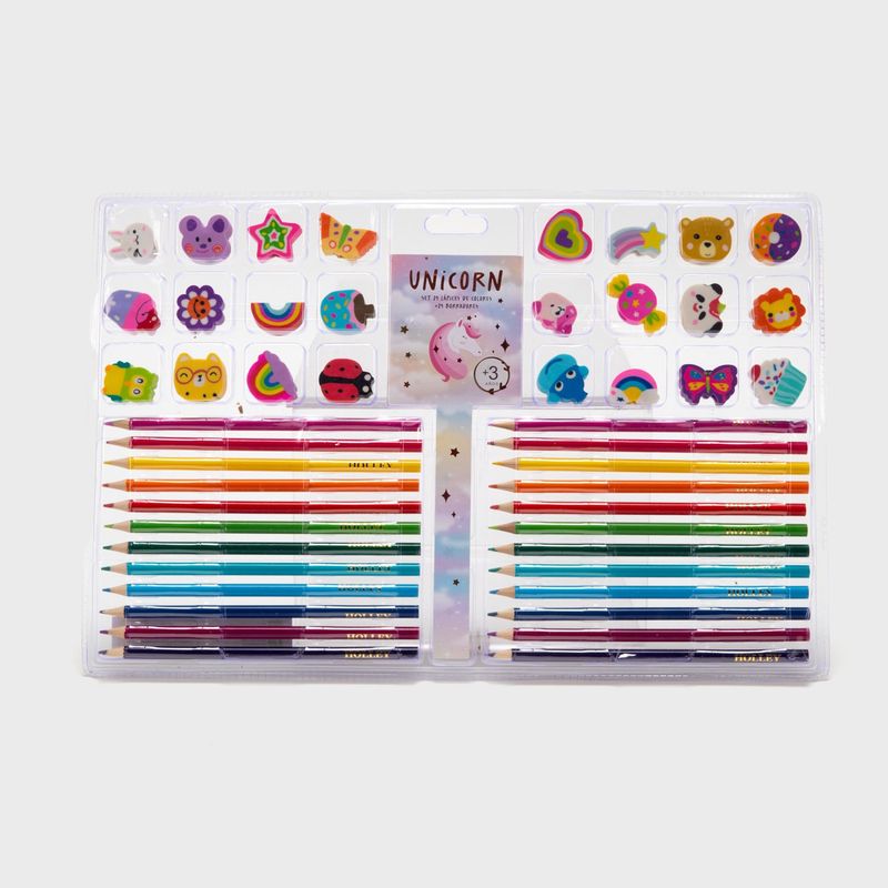 HOLLEY SKOOL - Set de Lápices Holley Infantiles de Madera con Borradores