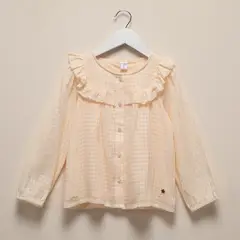 YAMP - Blusa Algodón Manga Larga Diseño Cuadros Niña