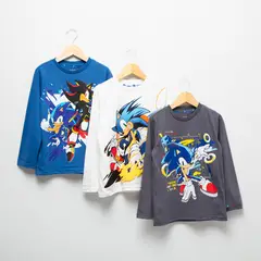 SONIC - Pack De 3 Poleras Niño