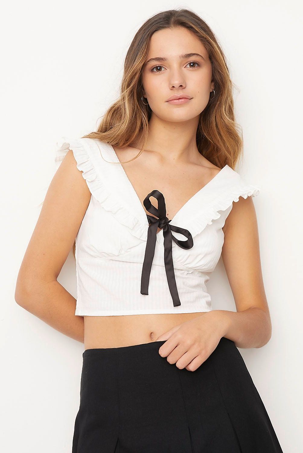 SYBILLA - Blusa Sybilla Mujer Casual Sin Mangas Cuello V con Lazo