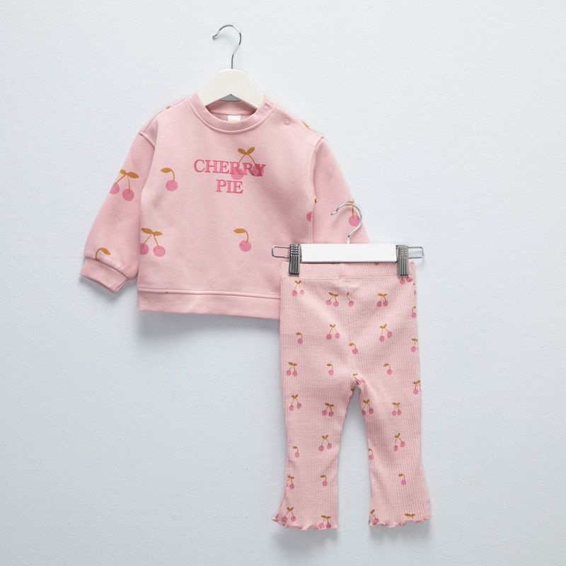 YAMP - Conjunto Yamp Polerón y Calza Flare Bebé Niña Algodón Estampado