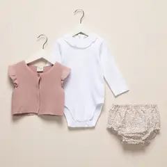 CONIGLIO - Conjunto Algodón Bebé Niña 3 Piezas Blusa Suéter Calzón