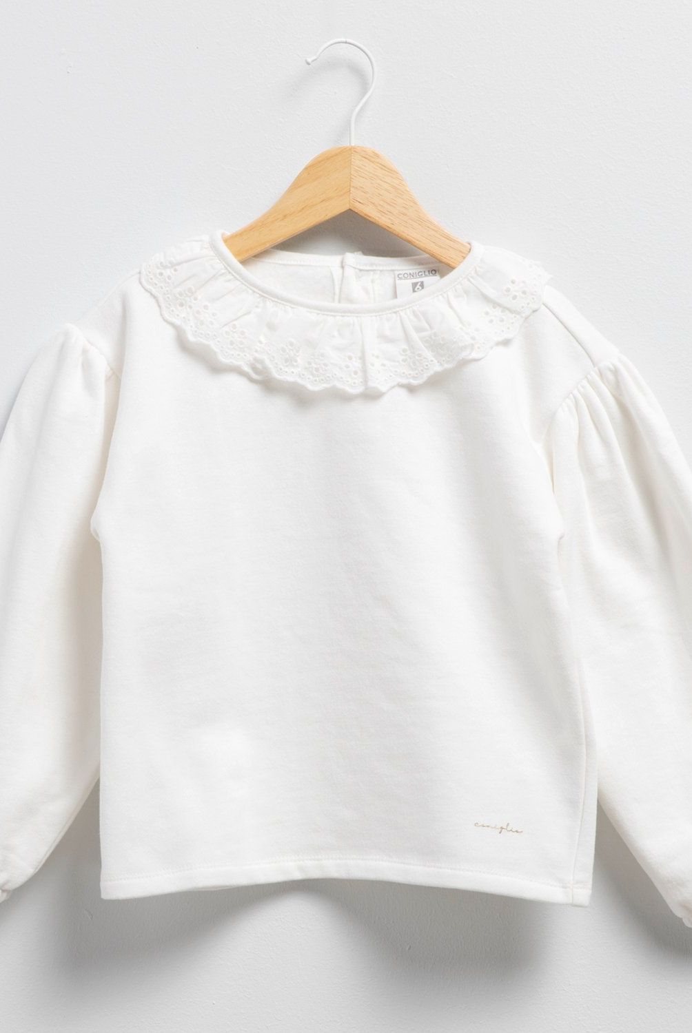 CONIGLIO - Polerón Casual Con Cuello de Encaje Coniglio Niña Manga Larga Algodón