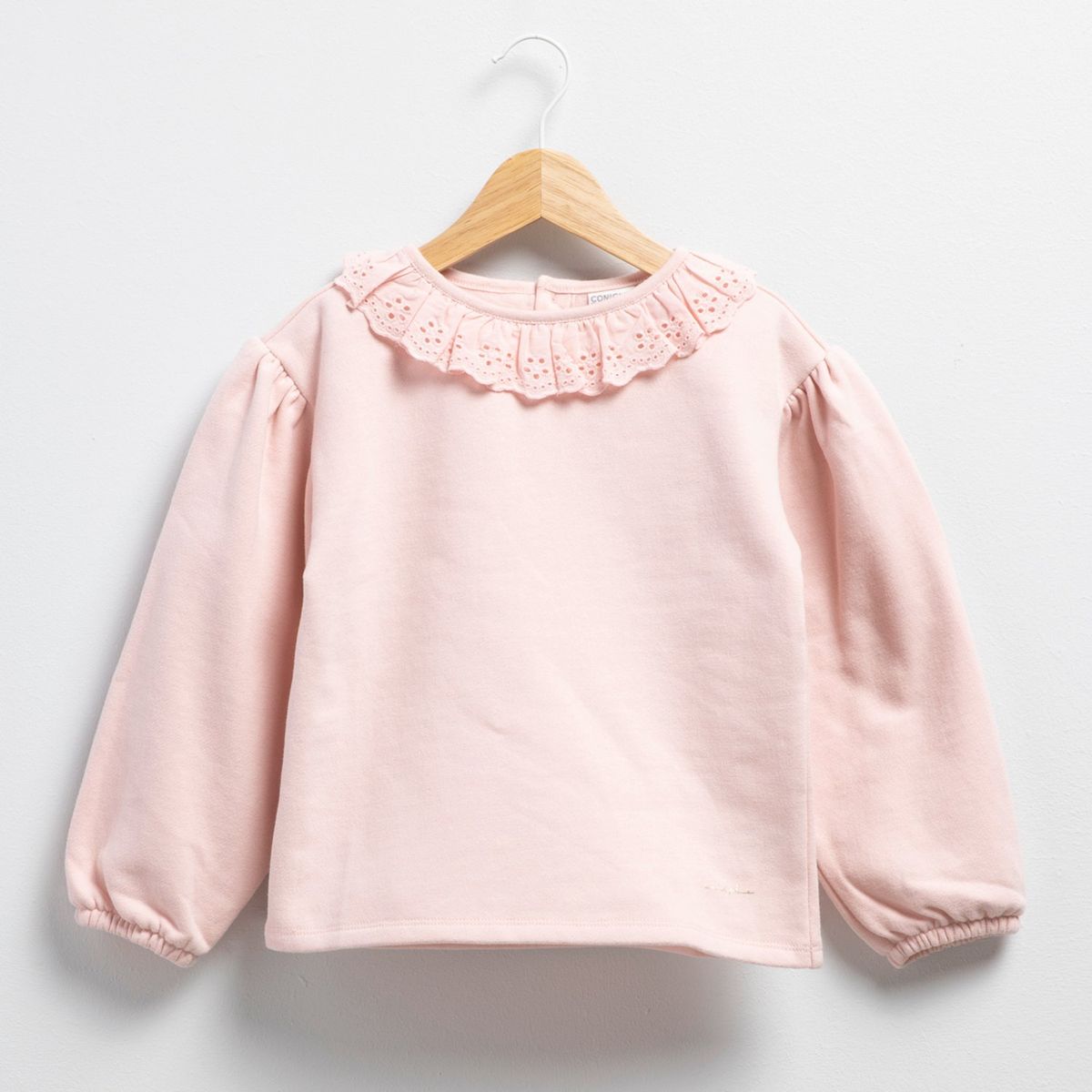 CONIGLIO - Polerón Casual Con Cuello de Encaje Coniglio Niña Manga Larga Algodón