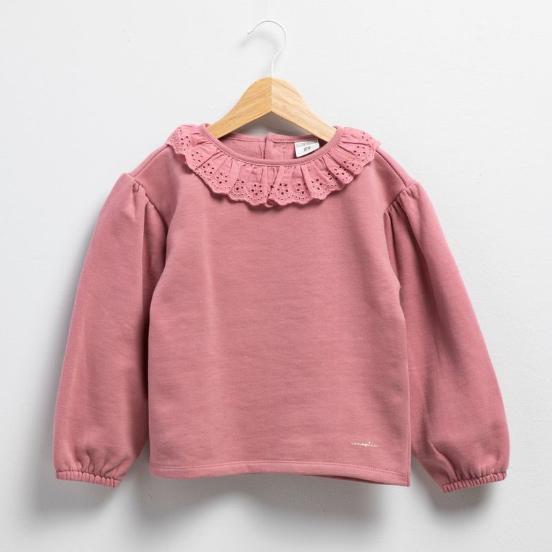 CONIGLIO - Polerón Casual Con Cuello de Encaje Coniglio Niña Manga Larga Algodón
