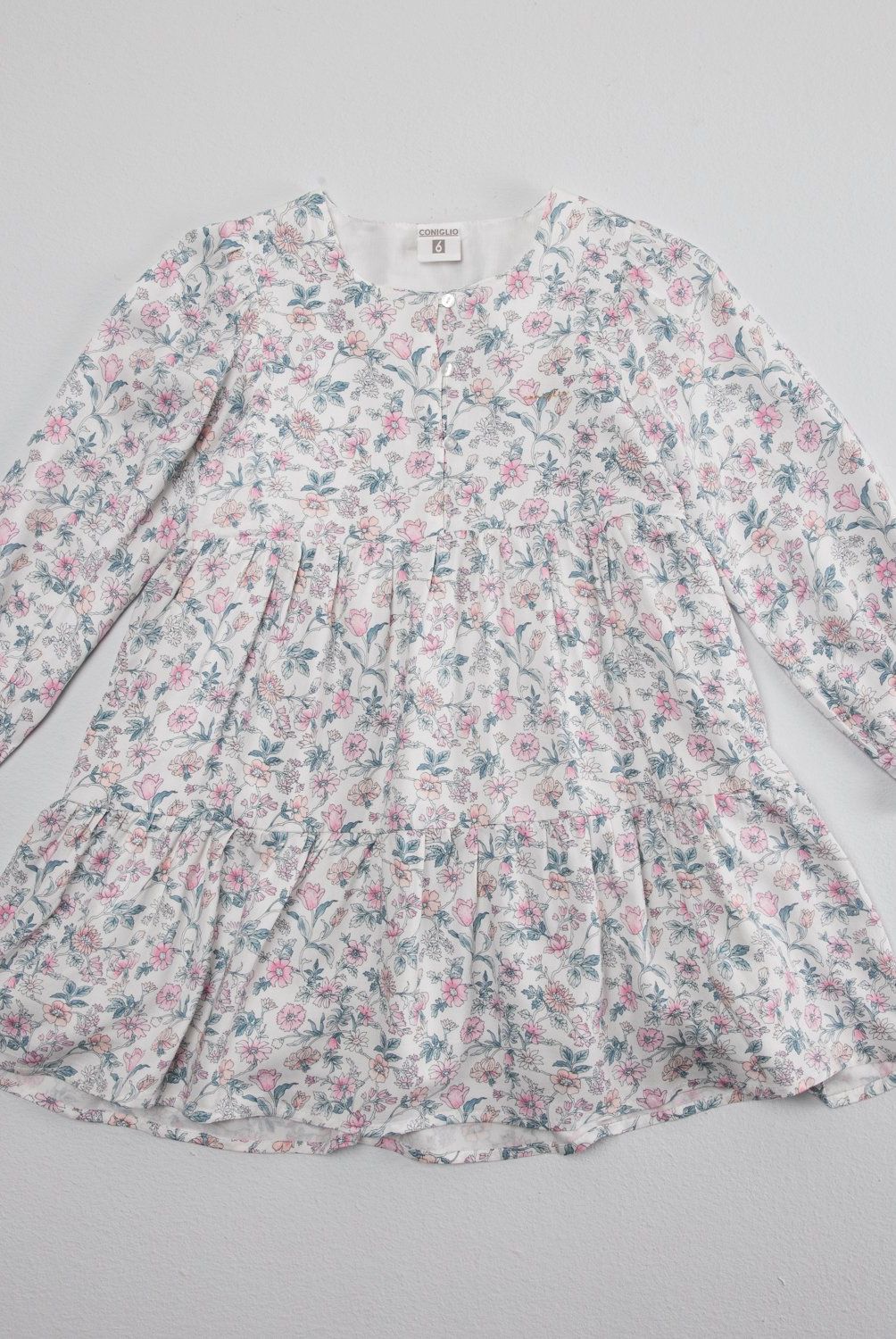 CONIGLIO - Vestido Niña Coniglio Manga Larga Estampado Floral