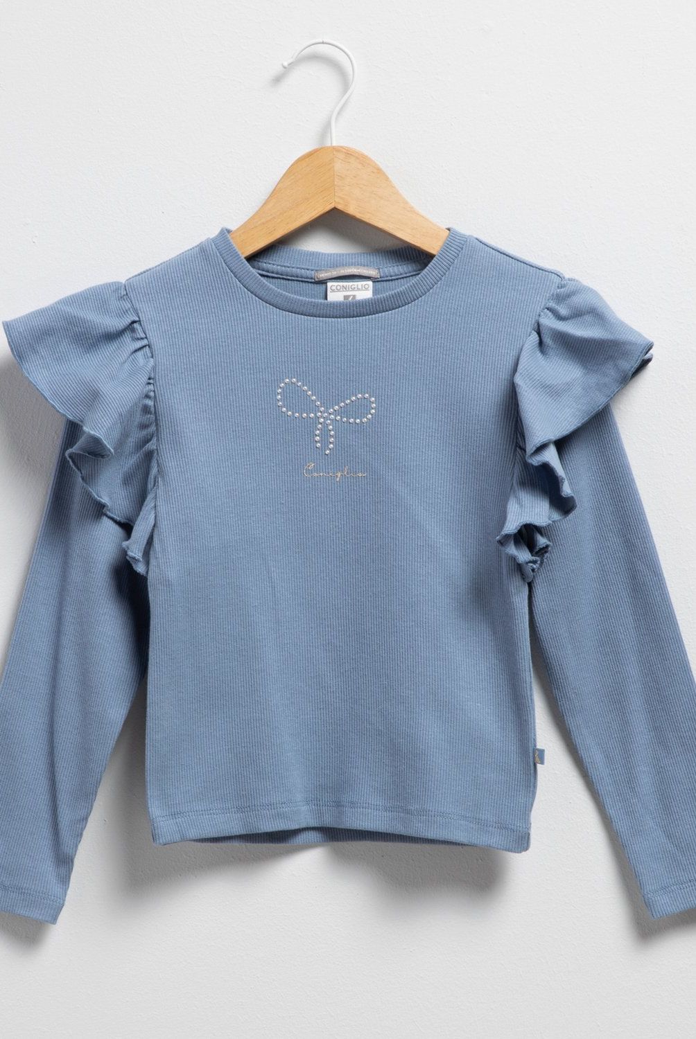 CONIGLIO - Polera Manga Larga Coniglio Algodón Niña con Volantes