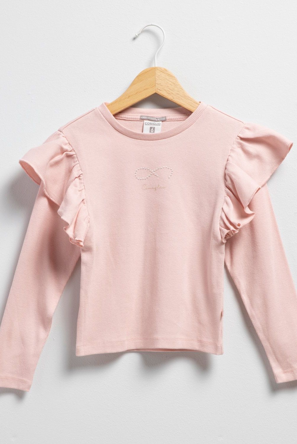 CONIGLIO - Polera Manga Larga Coniglio Algodón Niña con Volantes