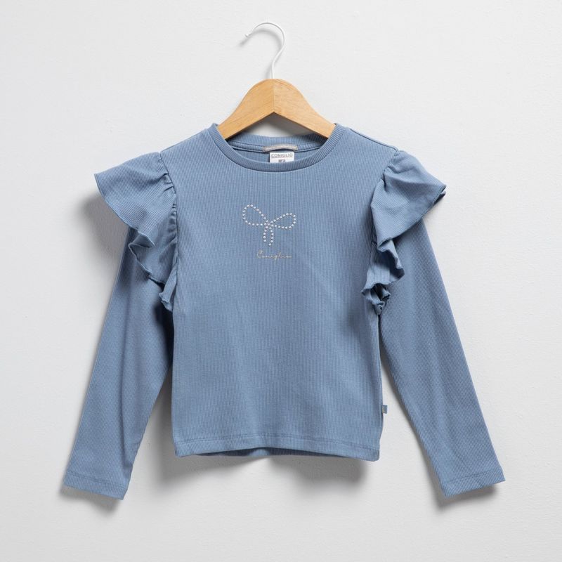 CONIGLIO - Polera Manga Larga Coniglio Algodón Niña con Volantes
